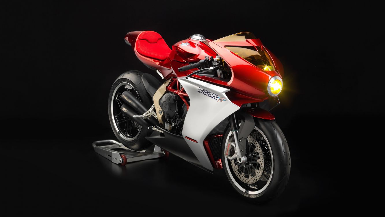 red and white sports bike