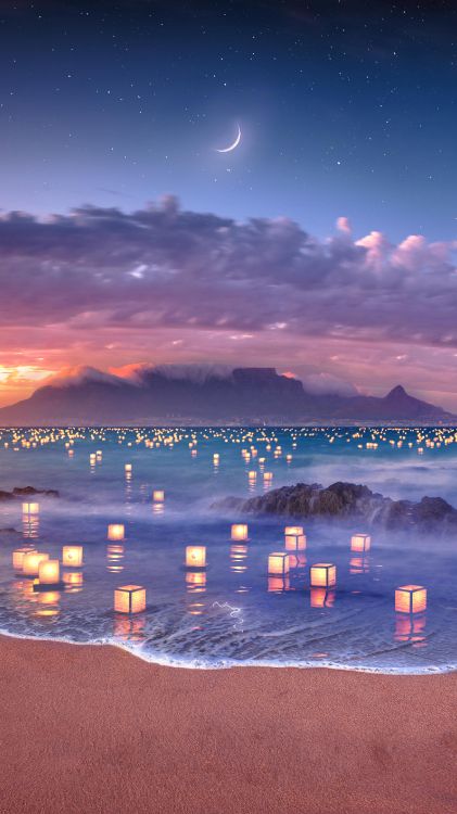 beach lights, beach, water, cloud, atmosphere