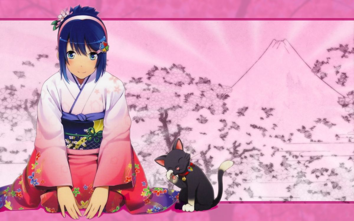 Chica en Kimono Rosa Personaje de Anime. Wallpaper in 1920x1200 Resolution
