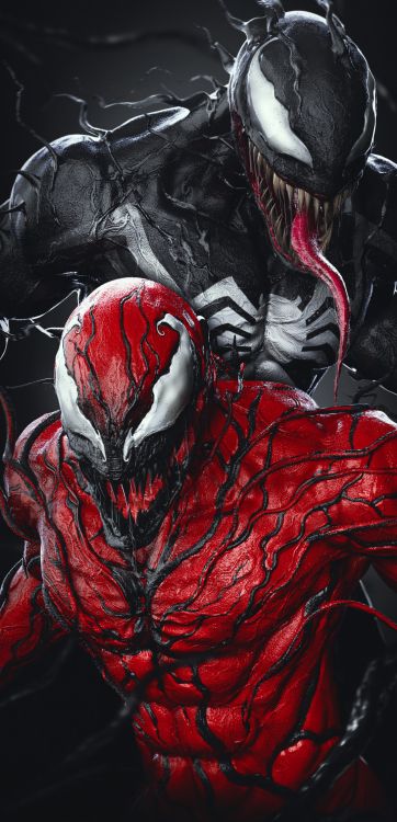 Venom x Carnage, Carnage, Venin, Anti-venin, Spider-man. Wallpaper in 1080x2235 Resolution