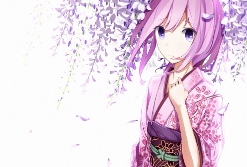 Image purple haired girl anime character