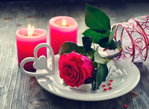 Image flower, candle, rose, lighting, centrepiece