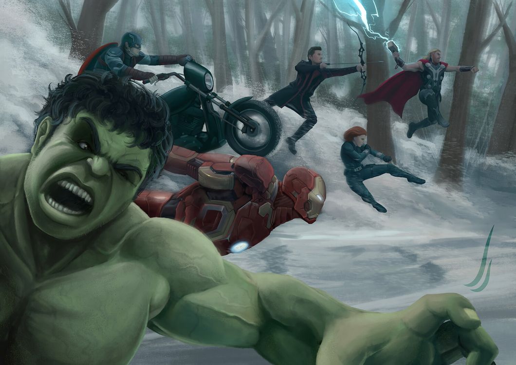 L'homme de Fer, Thor, Marvel, Hulk, Vengeur. Wallpaper in 3000x2122 Resolution