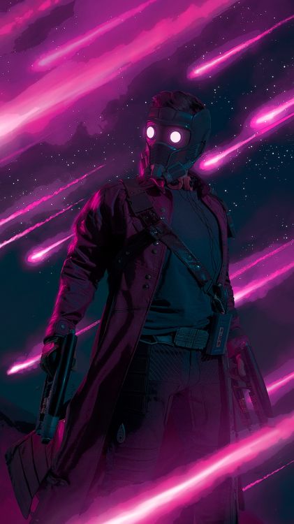 Star-Lord, Superhero, Purple, Lumière, Noir. Wallpaper in 1080x1920 Resolution
