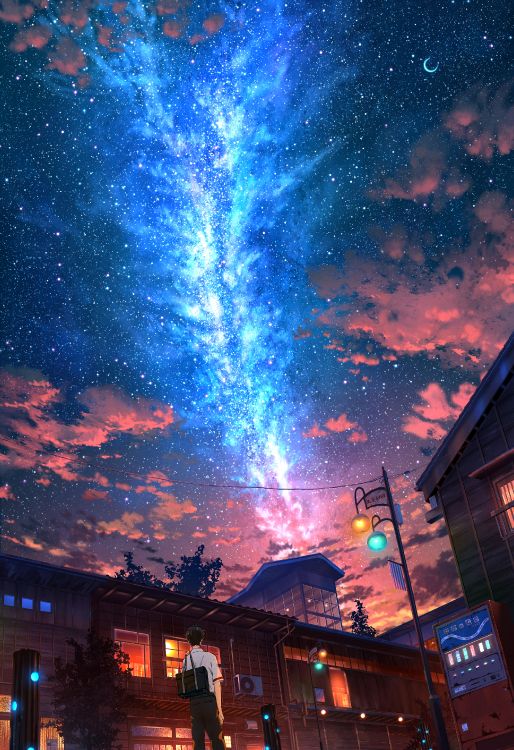 prompthunt anime style hd wallpaper of outer space horizon glittering  stars scattered about lilac colors