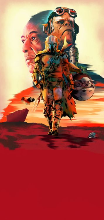Kunst, Grogu, Anakin Skywalker, The Mandalorian, Malerei. Wallpaper in 1440x3040 Resolution