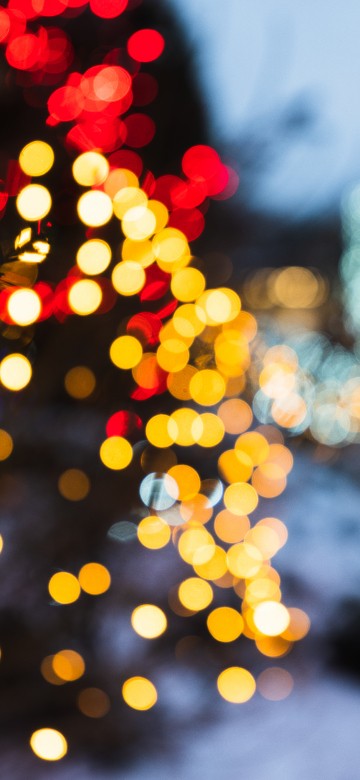 Image yellow and red bokeh lights