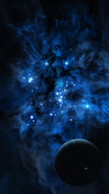 Image blue and white galaxy illustration