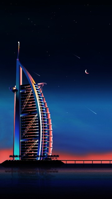 Image city, dubai, vaporwave, night, atmosphere