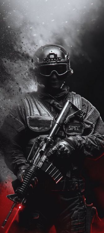 Soldat, Manche, Coiffures, Mitrailleuse, Obscurité. Wallpaper in 1080x2412 Resolution