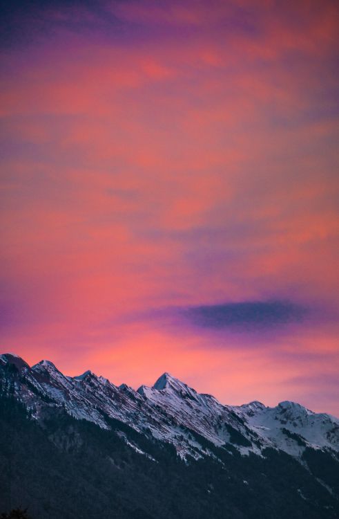 Afterglow, Pink, Bergigen Landschaftsformen, Sonnenuntergang, Alpen. Wallpaper in 3933x5996 Resolution