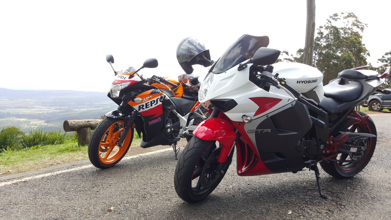 black and red sports bike