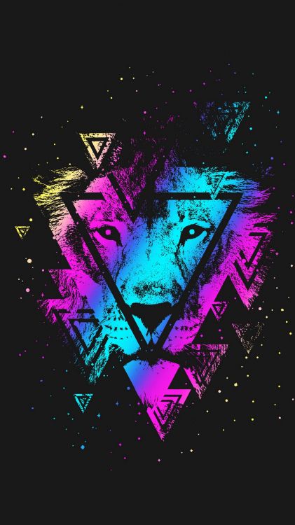 Lion, Purpur, Veilchen, Kunst, Magenta. Wallpaper in 1080x1920 Resolution