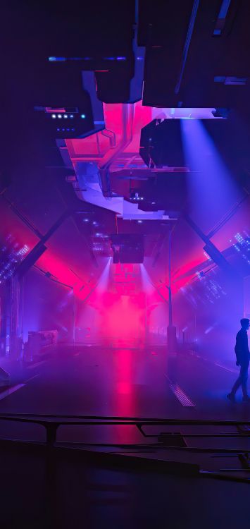 Concert, Synthwave, Illustration, Chill Synth, Ciel Bleu Foncé. Wallpaper in 1422x3000 Resolution