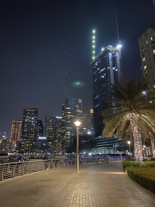 Image dubai, Dubai Marina, tower block, night, city