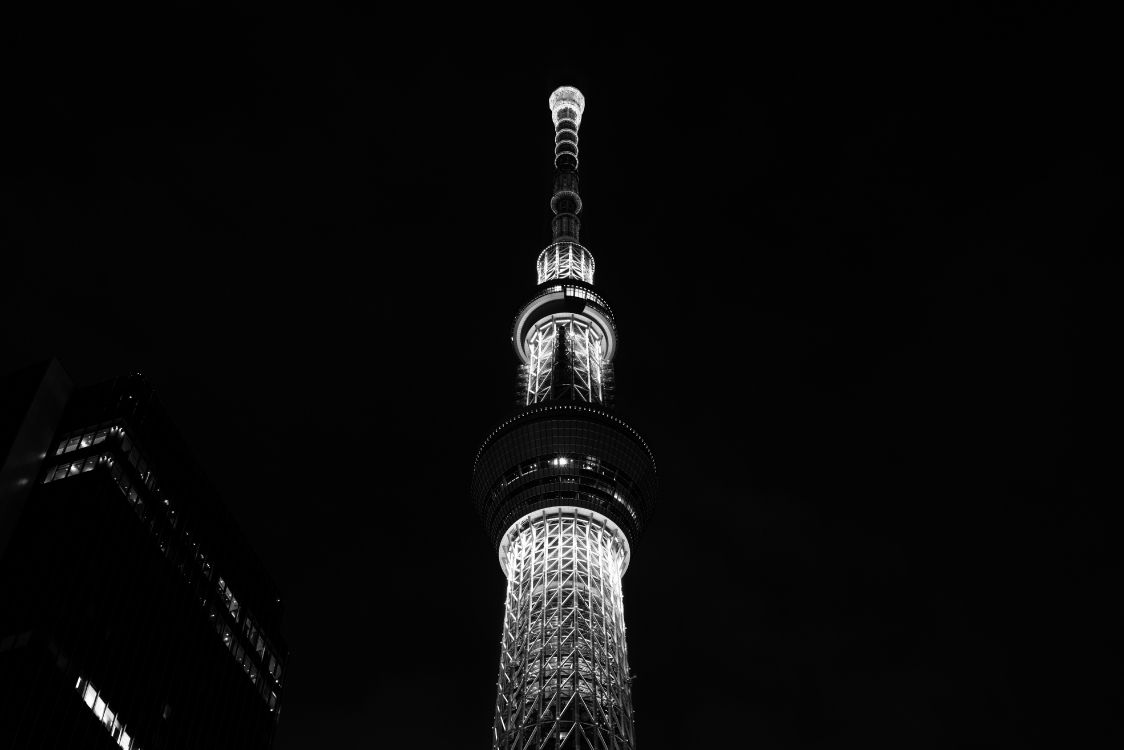 grayscale photo of high rise building