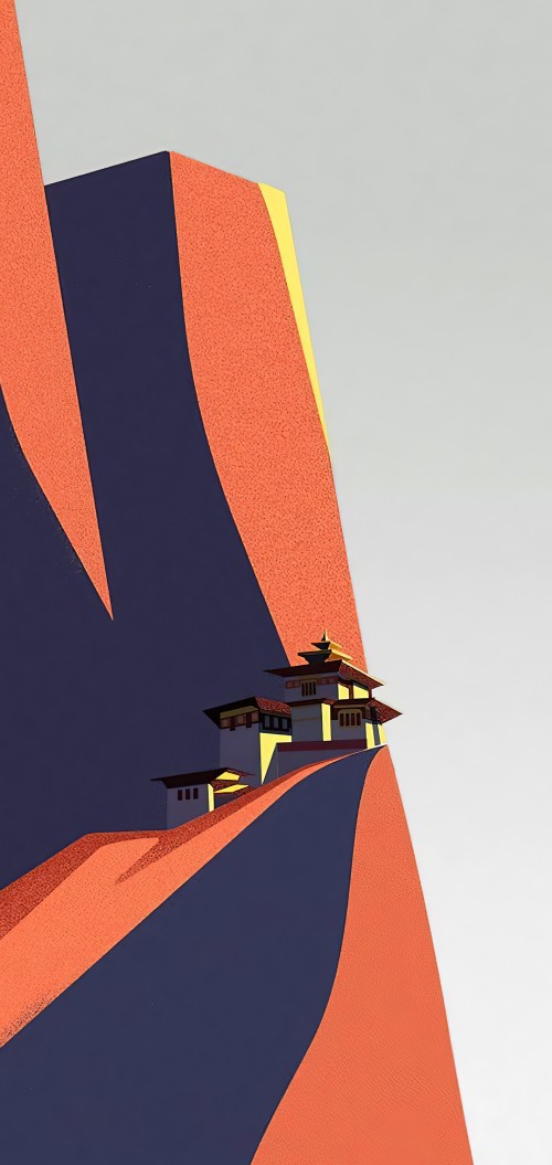 Image orange, illustration, poster, geometry, building