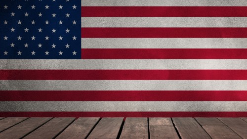 Image us a flag on brown wooden floor