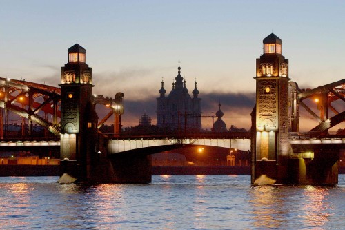 Image brown concrete bridge over river during sunset