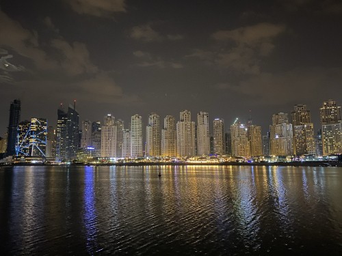 Image dubai, cityscape, skyscraper, night, tower block