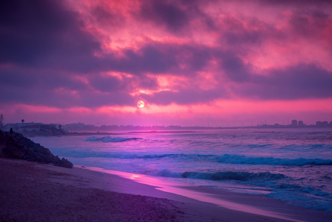 Sonnenuntergang, Horizont, Afterglow, Gewässer, Meer. Wallpaper in 7174x4788 Resolution