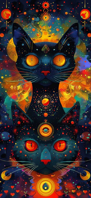 Cat, Art Paint, Visual Arts, Art, Drawing. Wallpaper in 1179x2556 Resolution