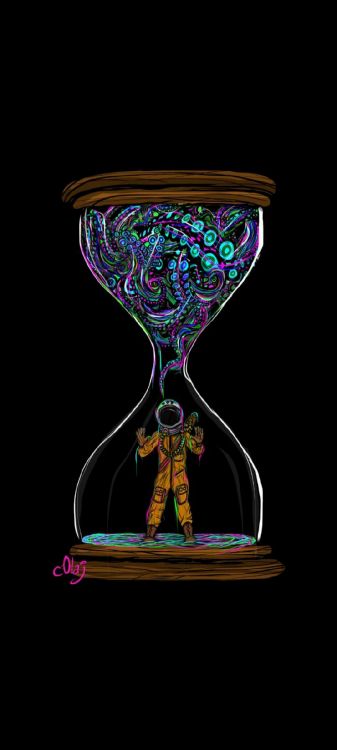 Astronaut, Amoled, Hourglass, Drinkware, Kunst. Wallpaper in 1080x2400 Resolution