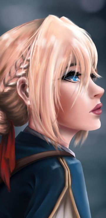 Image blonde haired woman in black and red dress anime character