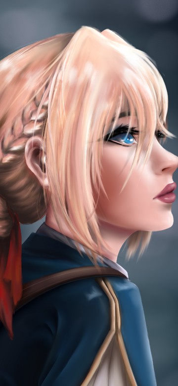Image blonde haired woman in black and red dress anime character