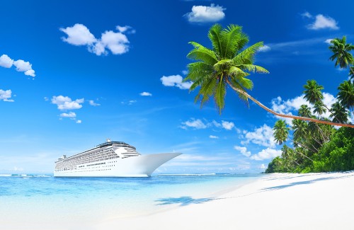 Image white ship on sea under blue sky during daytime