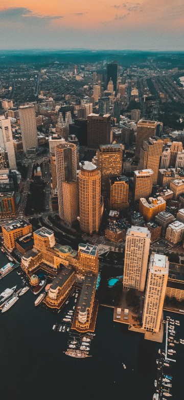 Image aerial view of city buildings during daytime