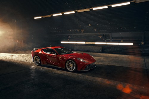 Image red ferrari 458 italia parked on parking lot