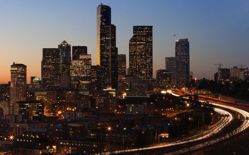 Image city buildings during night time