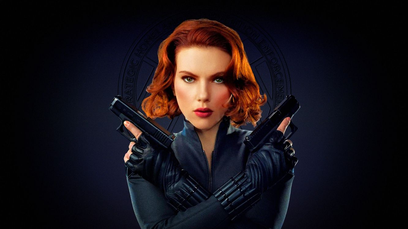 woman in black leather jacket holding black rifle