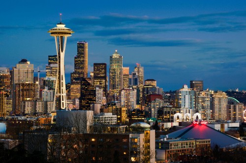 Image city skyline during night time