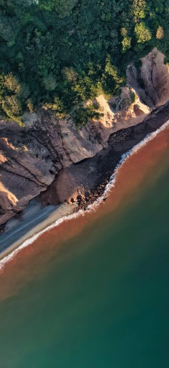 coast, cliff, sea, beach, water