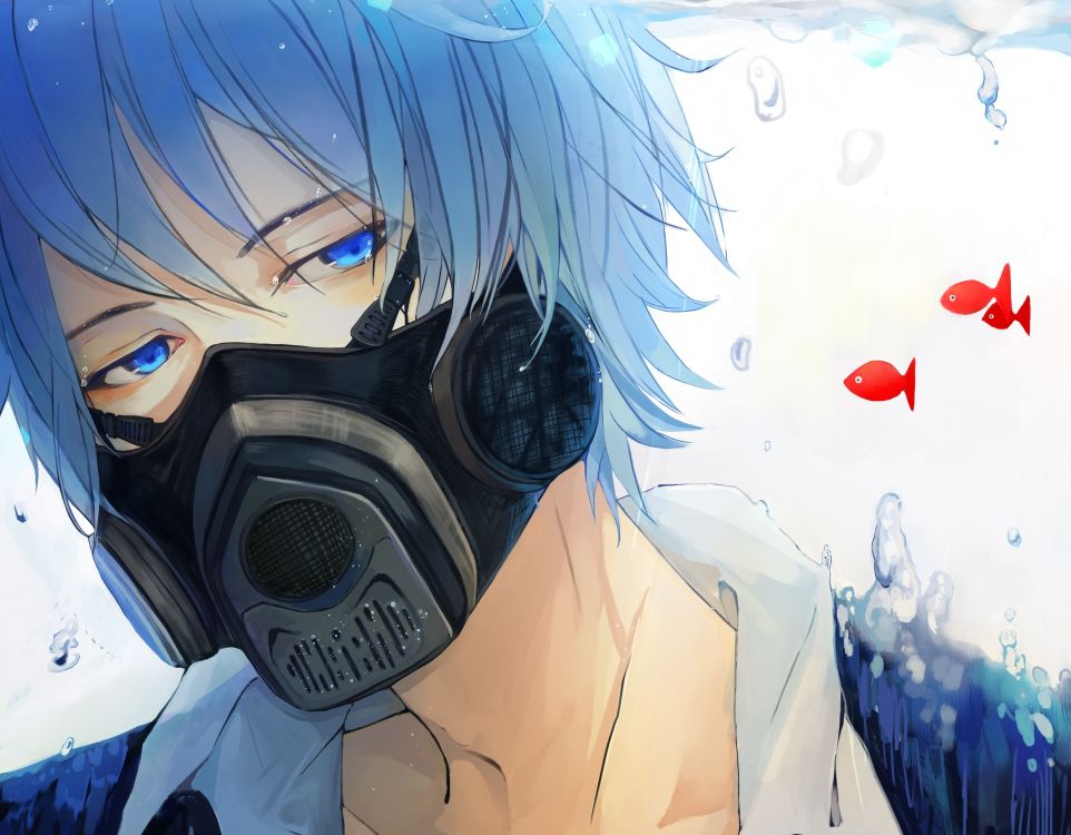 Personnage D'anime Masculin Aux Cheveux Bleus. Wallpaper in 2480x1932 Resolution