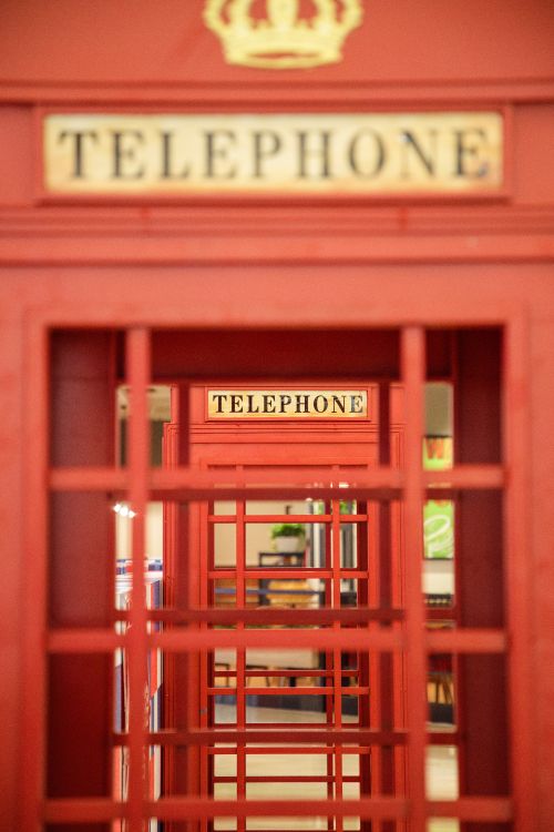 Red Wooden Telephone Booth With Red Wooden Frame. Wallpaper in 4480x6720 Resolution