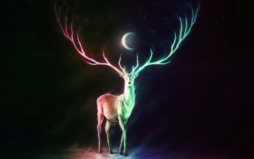 Image purple and white deer illustration