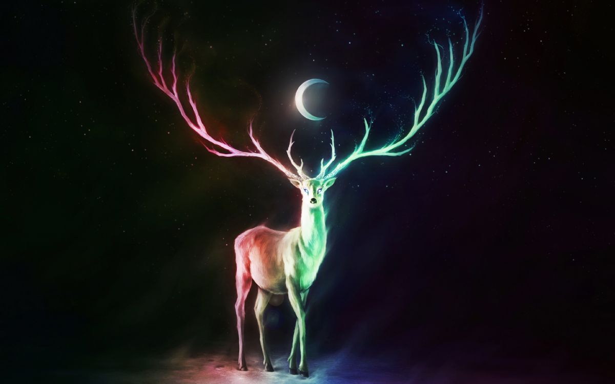 Purple and White Deer Illustration. Wallpaper in 3840x2400 Resolution