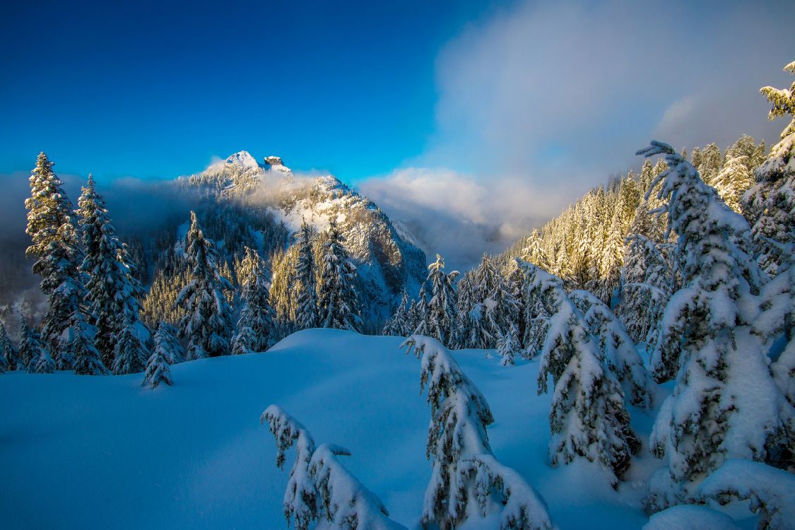 snow covered mountain under blue sky during daytime