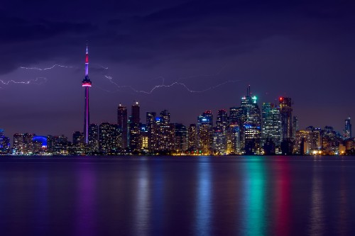 Image city skyline during night time