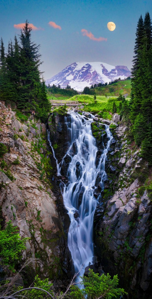 Image mountain waterfall, mount rainier, mountain, mount washington, waterfall