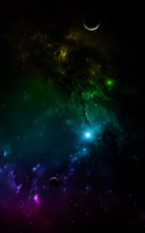 Green and Blue Galaxy Illustration. Wallpaper in 2500x4000 Resolution