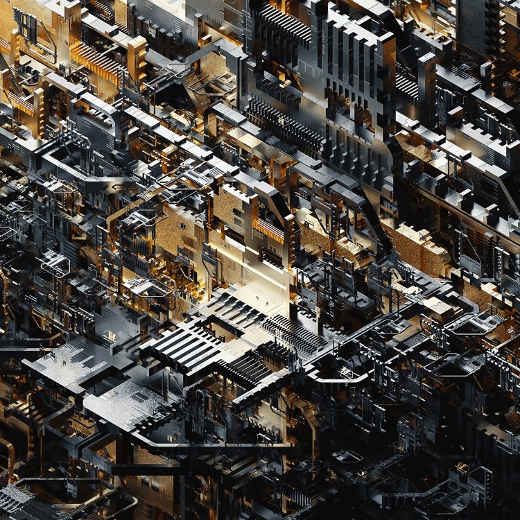 Vue Aérienne Des Bâtiments de la Ville Pendant la Nuit. Wallpaper in 2160x2160 Resolution