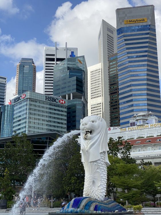 Singapur, Torre de Bloques, Fuente, Área Urbana, Escultura. Wallpaper in 1536x2048 Resolution