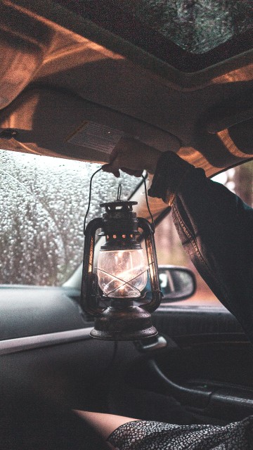 Image black and gray car interior
