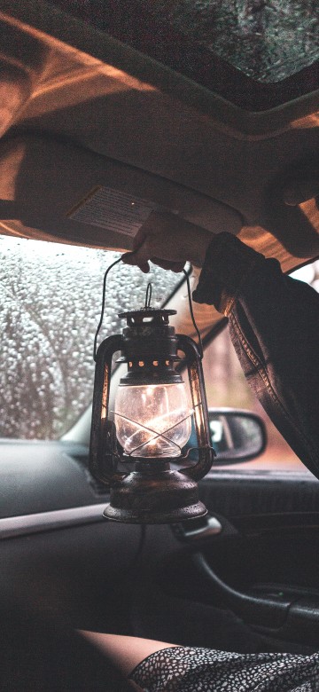 Image black and gray car interior