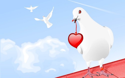 Image heart, bird, love, cloud, romance