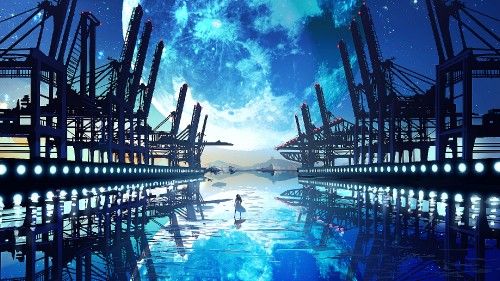 Image anime, anime art, water, cloud, world